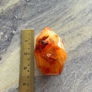 Natural Crystal Stone Carnelian Agate Flame Quartz Point Healing 8.3oz Red Rock